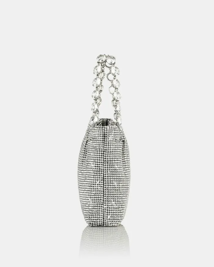 Crystal Galactic Mini Tote Silver Women Aquazzura Mini Bags