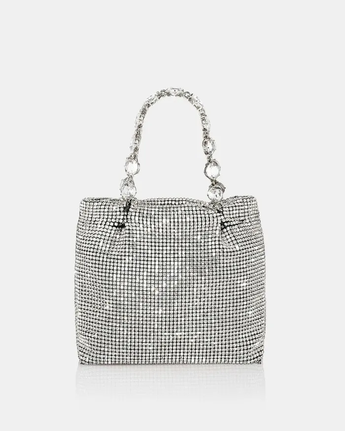 Crystal Galactic Mini Tote Silver Women Aquazzura Mini Bags Crystal Galactic Mini Tote Silver Women Aquazzura Mini Bags