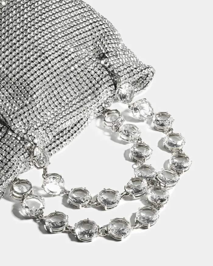 Crystal Galactic Mini Tote Silver Women Aquazzura Mini Bags Crystal Galactic Mini Tote Silver Women Aquazzura Mini Bags