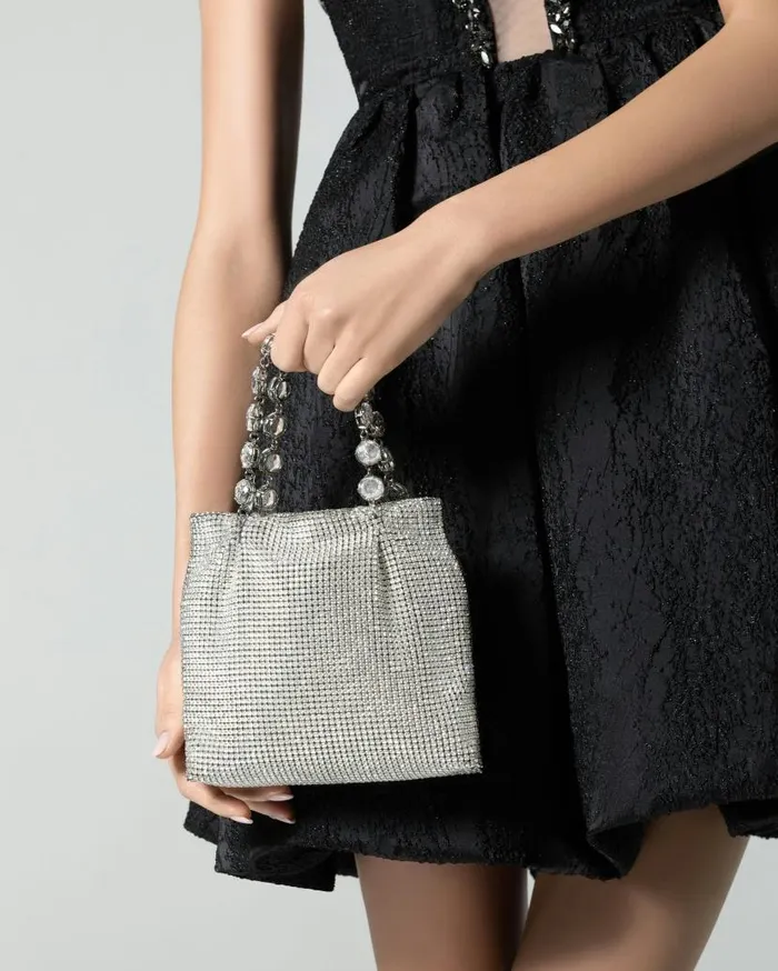 Crystal Galactic Mini Tote Silver Women Aquazzura Mini Bags Crystal Galactic Mini Tote Silver Women Aquazzura Mini Bags