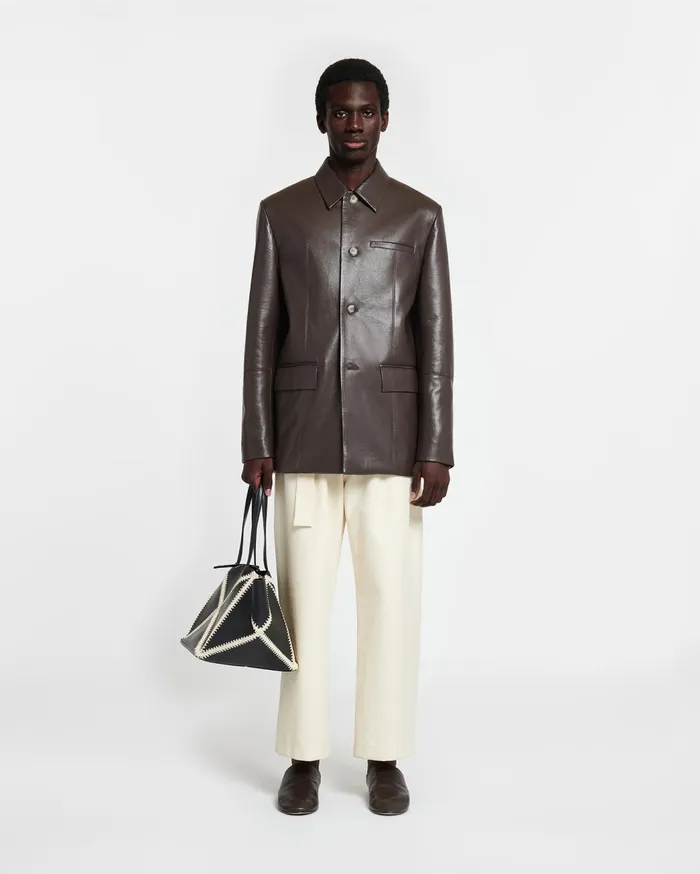 Danick Regenerated Leather Jacket Coffee Bean Men Nanushka Outerwear and Jackets