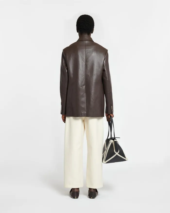 Danick Regenerated Leather Jacket Coffee Bean Men Nanushka Outerwear and Jackets