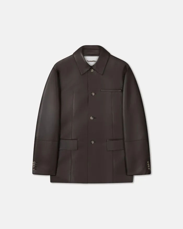 Danick Regenerated Leather Jacket Coffee Bean Men Nanushka Outerwear and Jackets