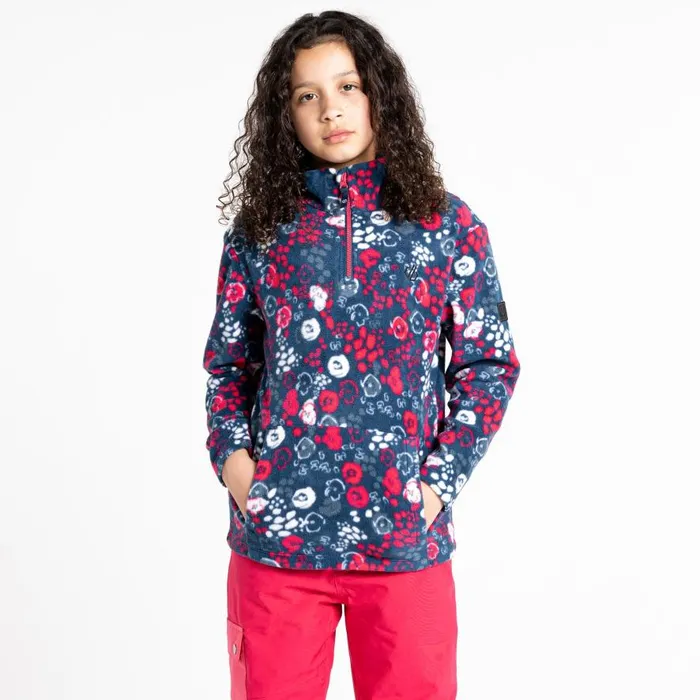 Dare 2b Cushy Half Zip Fleece Pink Floral Print Kids Fleece