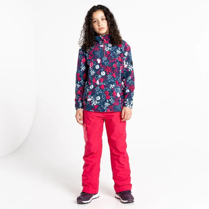 Dare 2b Cushy Half Zip Fleece Pink Floral Print Kids Fleece