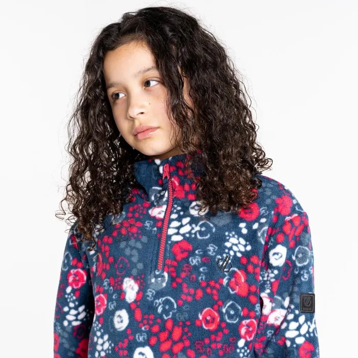 Dare 2b Cushy Half Zip Fleece Pink Floral Print Kids Fleece