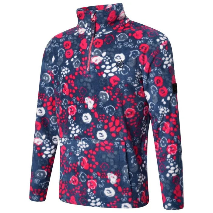 Dare 2b Cushy Half Zip Fleece Pink Floral Print Kids Fleece
