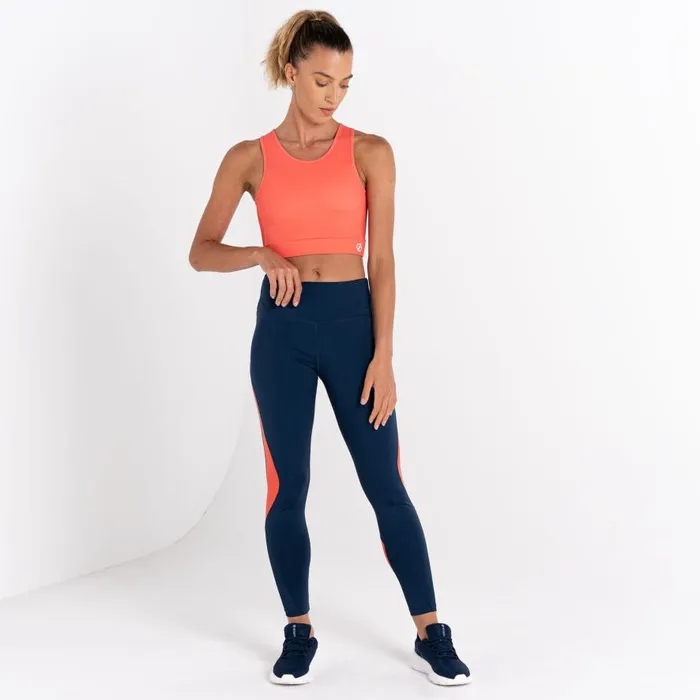 Dare 2b Move High Neck Sports Bra Neon Peach Women Gym Tops