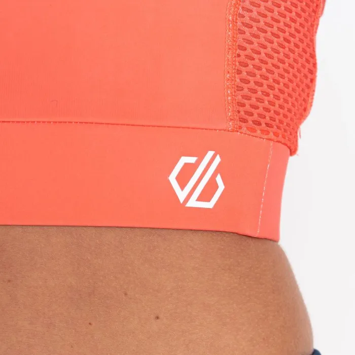 Dare 2b Move High Neck Sports Bra Neon Peach Women Gym Tops