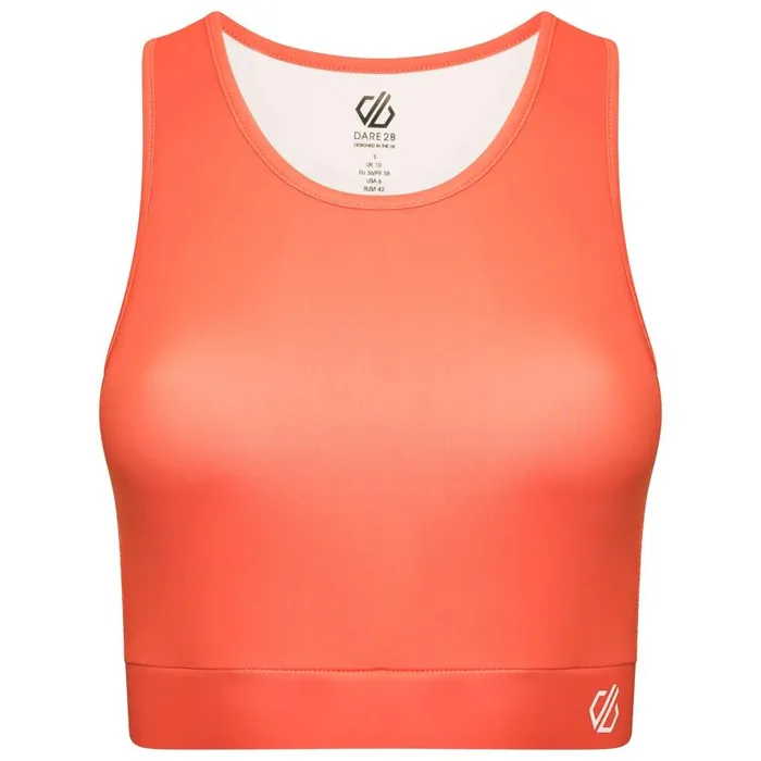 Dare 2b Move High Neck Sports Bra Neon Peach Women Gym Tops