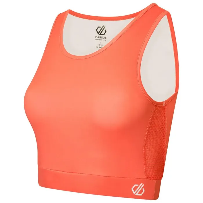 Dare 2b Move High Neck Sports Bra Neon Peach Women Gym Tops