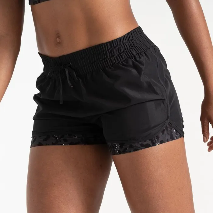 Dare 2b Sprint Up 2in1 Shorts Black Dash Animal Print Women Shorts