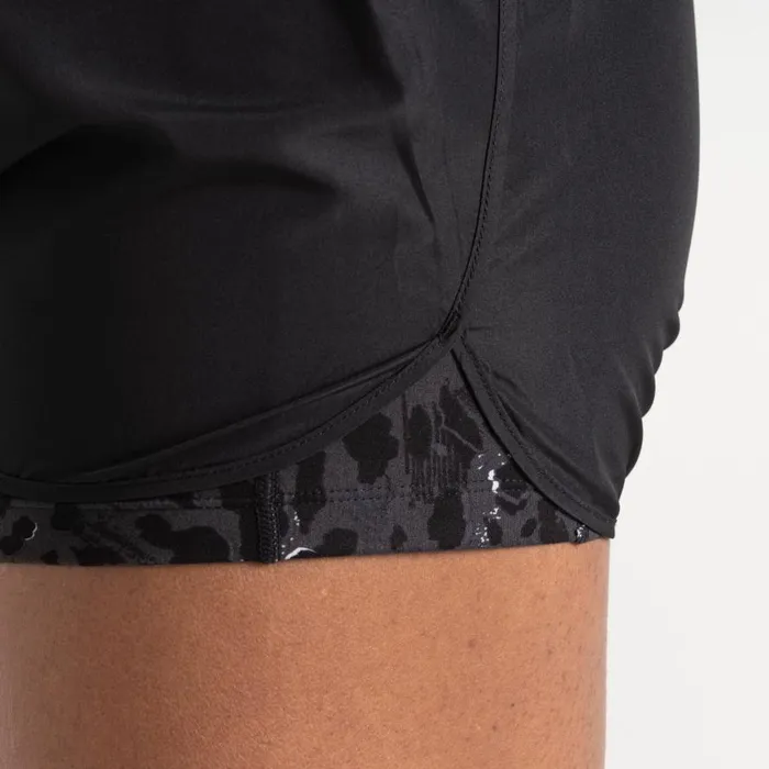 Dare 2b Sprint Up 2in1 Shorts Black Dash Animal Print Women Shorts