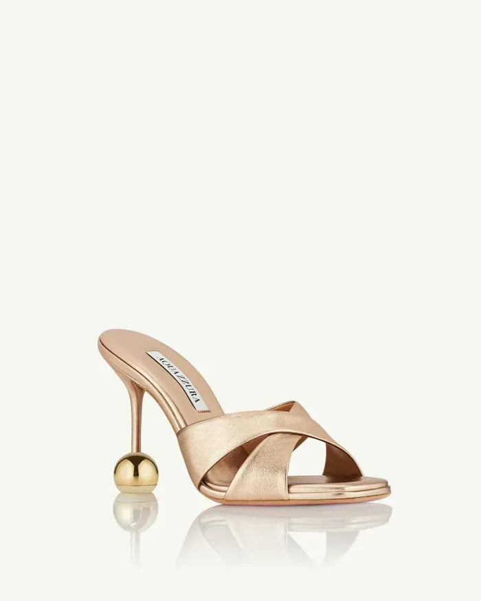 Darling Mule 95 Gold Women Aquazzura Slides and Mules