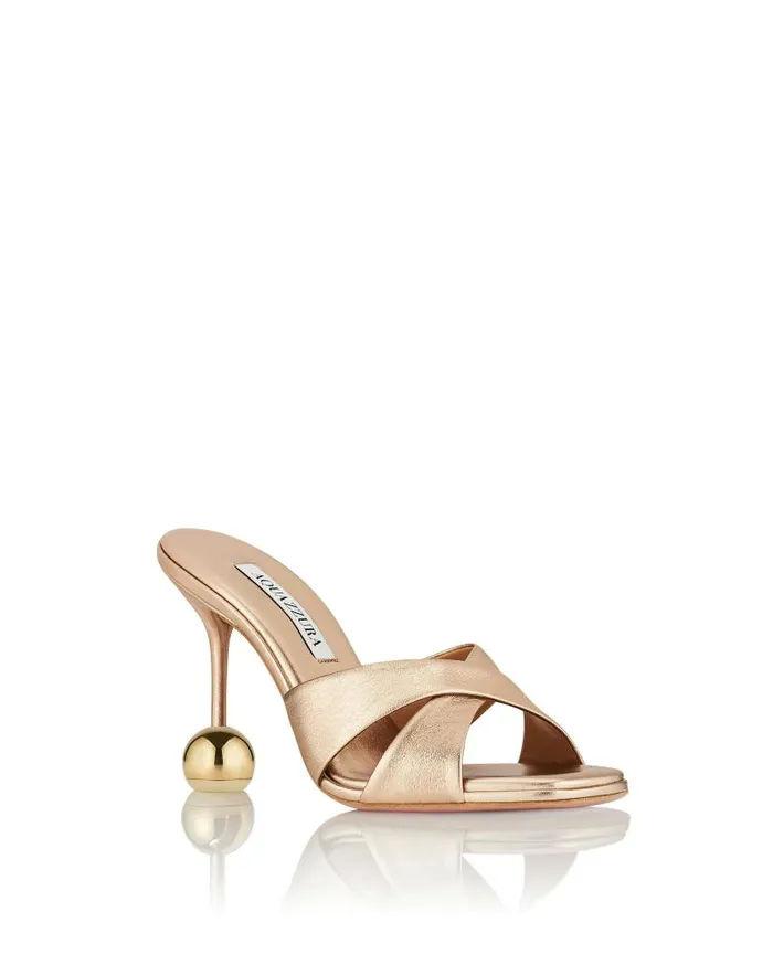 Darling Mule 95 Gold Women Aquazzura Slides and Mules