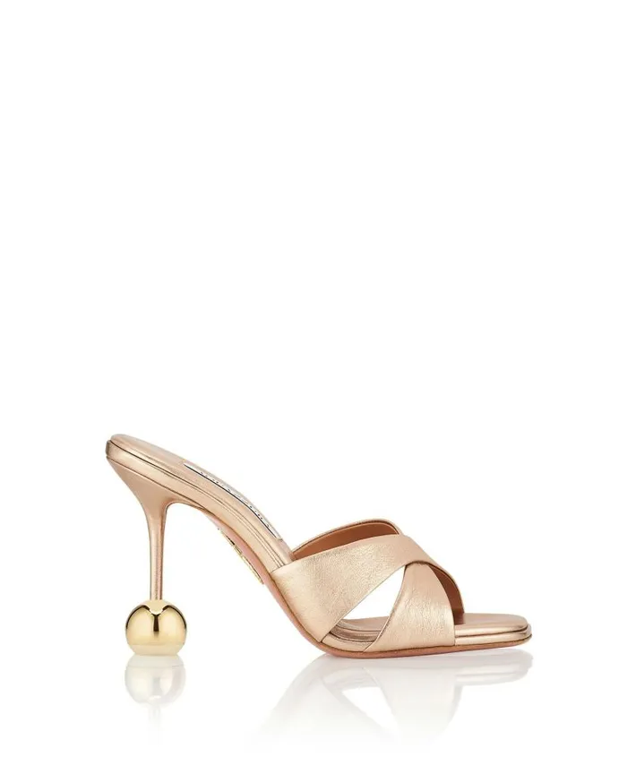 Darling Mule 95 Gold Women Aquazzura Slides and Mules