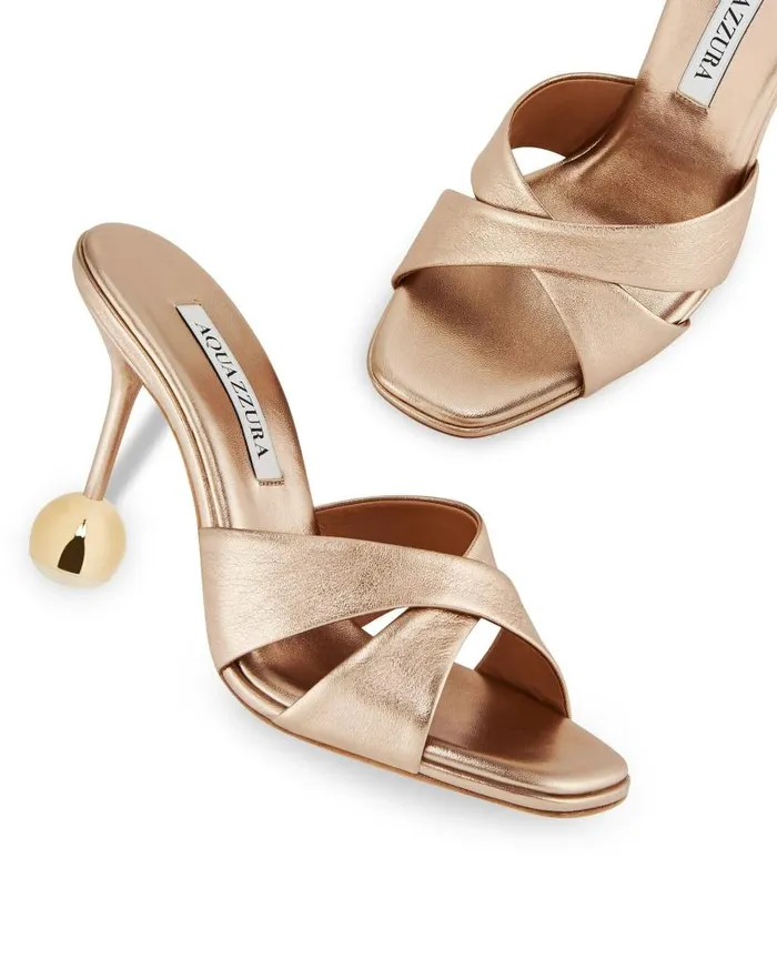Darling Mule 95 Gold Women Aquazzura Slides and Mules