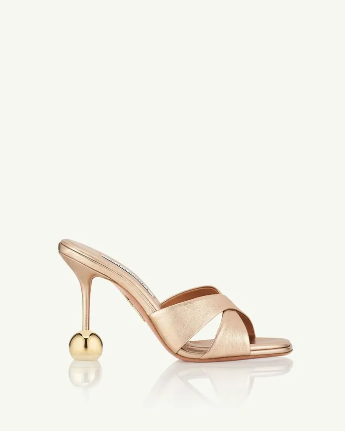 Darling Mule 95 Gold Women Aquazzura Slides and Mules