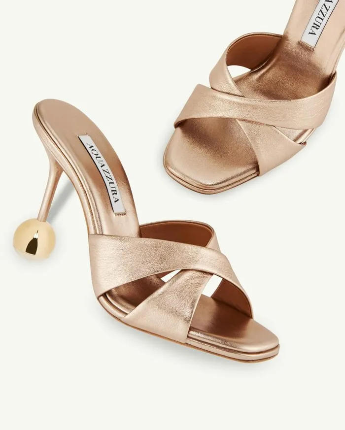 Darling Mule 95 Gold Women Aquazzura Slides and Mules