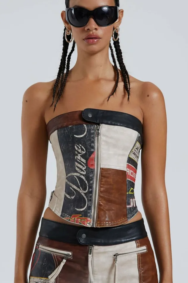 Daytona Vegan Leather Corset Top Multi Women Jaded London Corsets