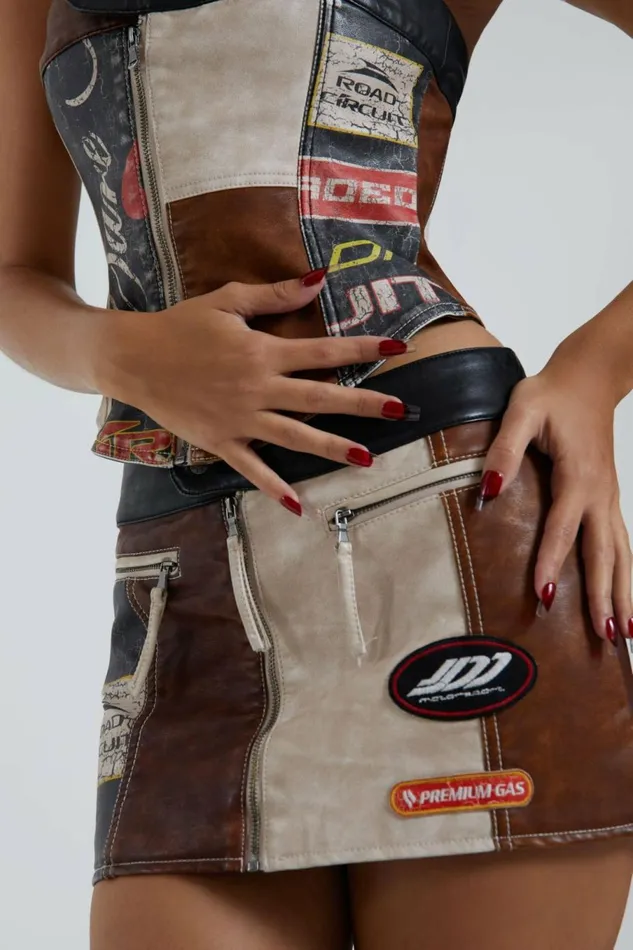 Daytona Vegan Leather Corset Top Multi Women Jaded London Corsets Daytona Vegan Leather Corset Top Multi Women Jaded London Corsets