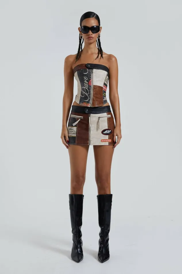 Daytona Vegan Leather Corset Top Multi Women Jaded London Corsets Daytona Vegan Leather Corset Top Multi Women Jaded London Corsets