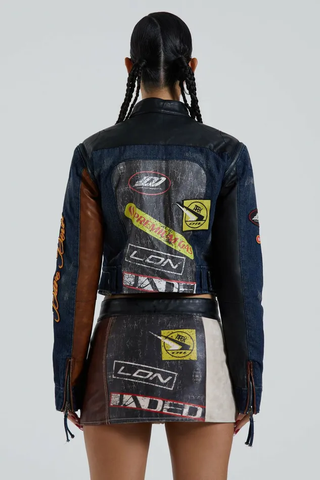 Daytona Zip Off Sleeve Moto Jacket Stone Women Jaded London Long Sleeve Tops