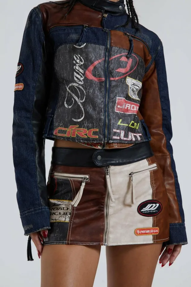 Daytona Zip Off Sleeve Moto Jacket Stone Women Jaded London Long Sleeve Tops