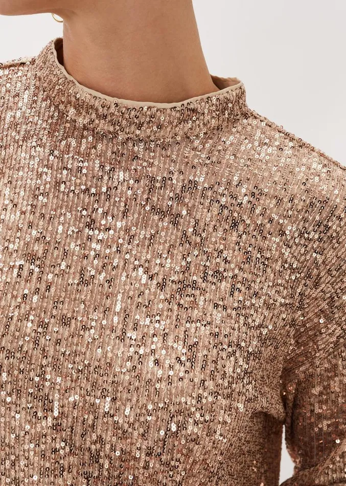 Dhara Sequin Blouse Oyster Women Phase Eight Shirts and Blouses