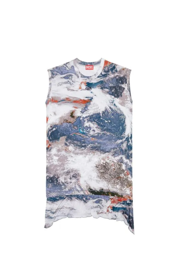Diesel Drollettynwl1 Bluewhite Women Dresses