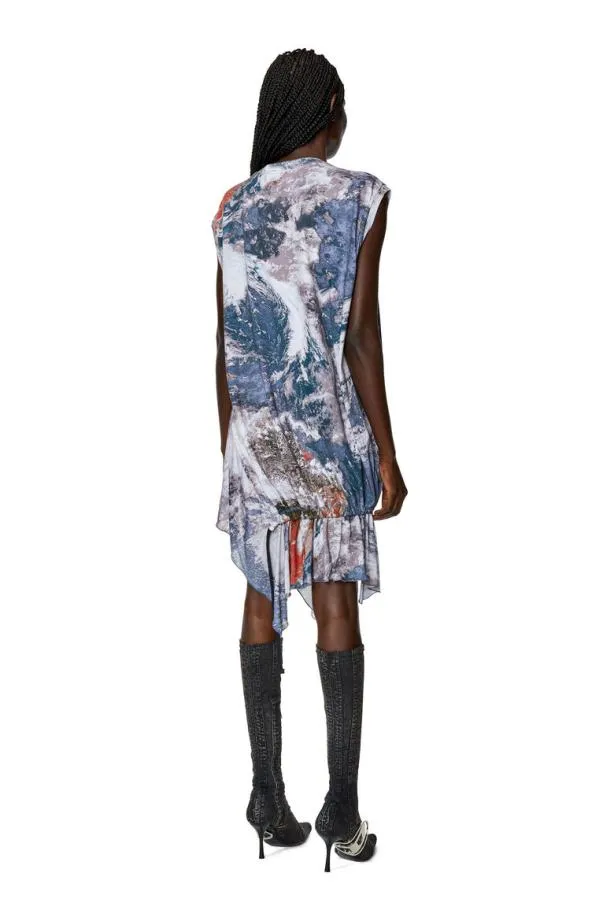 Diesel Drollettynwl1 Bluewhite Women Dresses