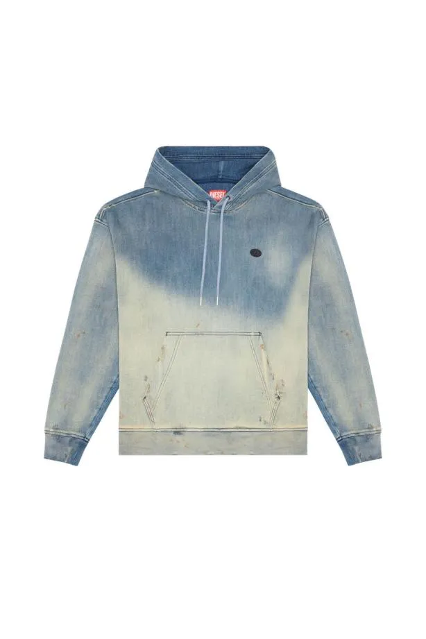 Diesel Dumrib Dumrib Track Denim Hoodie Light Blue Men Sweatshirts and Hoodies