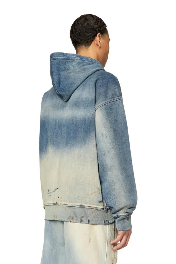 Diesel Dumrib Dumrib Track Denim Hoodie Light Blue Men Sweatshirts and Hoodies