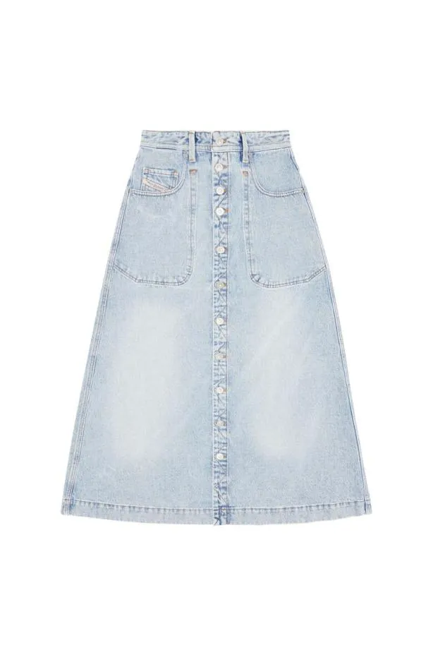 Diesel Dealbusl Aline Long Skirt Light Blue Women Skirts