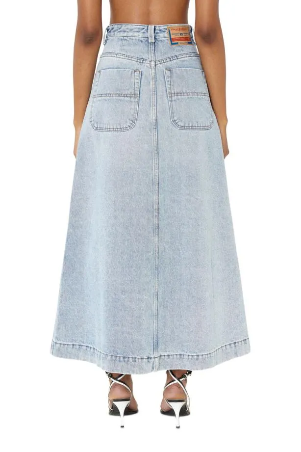 Diesel Dealbusl Aline Long Skirt Light Blue Women Skirts