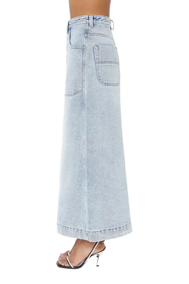 Diesel Dealbusl Aline Long Skirt Light Blue Women Skirts