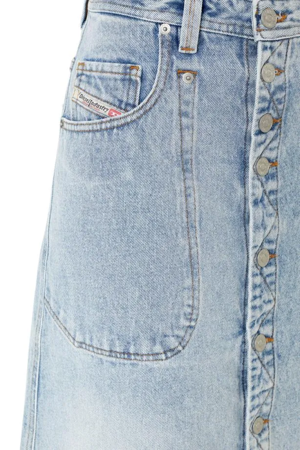 Diesel Dealbusl Aline Long Skirt Light Blue Women Skirts