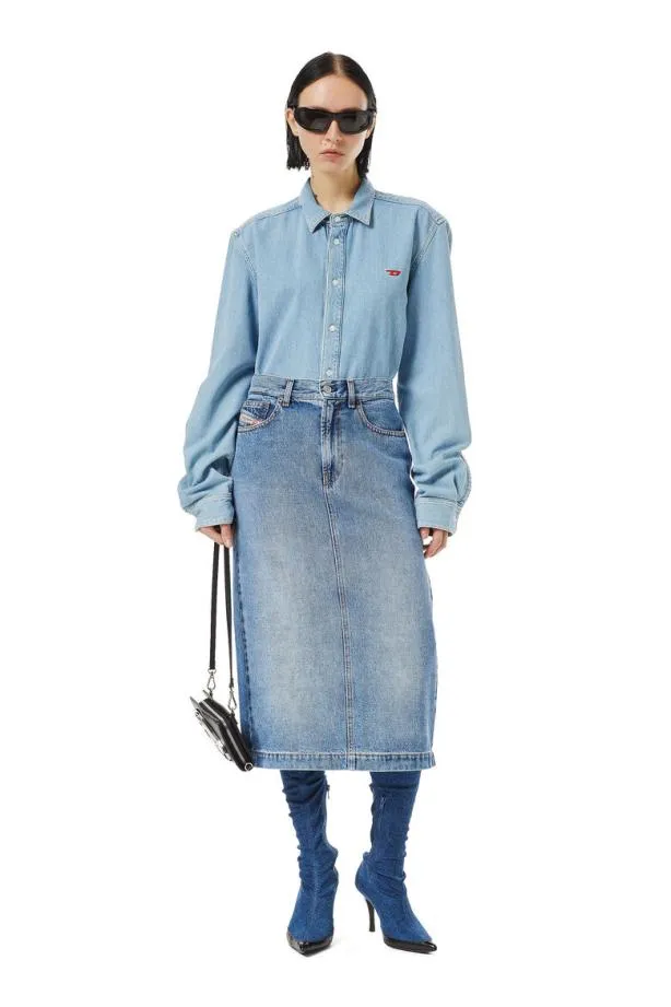Diesel Deronny Pencil Skirt Medium Blue Women Skirts