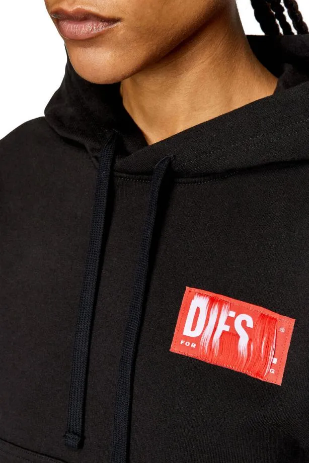 Diesel Fjaralabelhood Black Women Sweatshirts and Hoodies