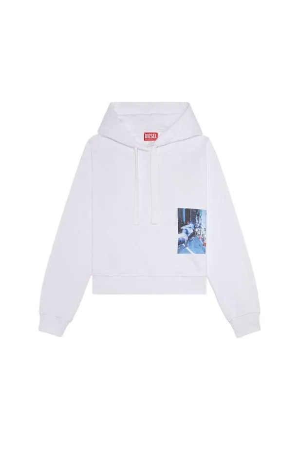 Diesel Freggyhoodl2 White Women Sweatshirts and Hoodies