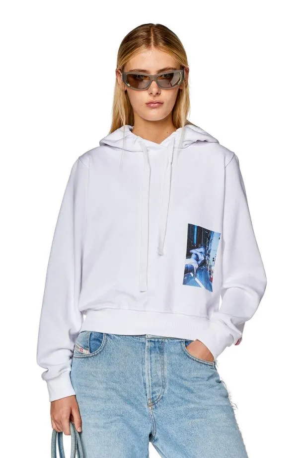 Diesel Freggyhoodl2 White Women Sweatshirts and Hoodies