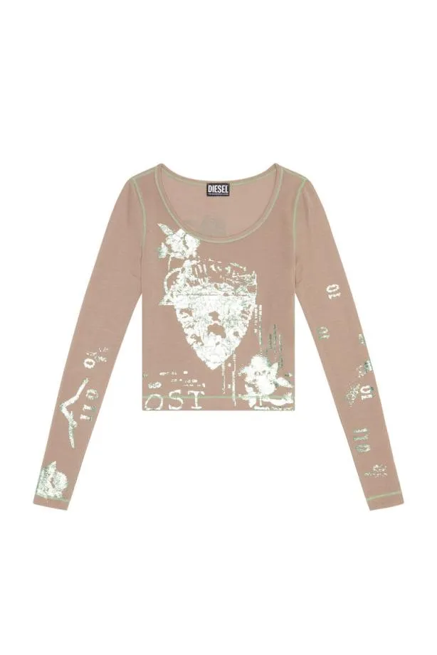 Diesel Tballersi Light Brown Women TShirts and Tops