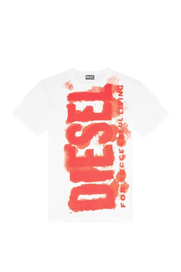 Diesel Tjuste16 White Men TShirts and Polos