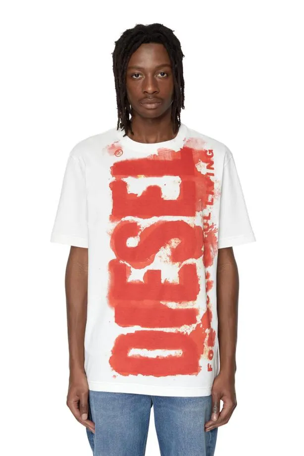 Diesel Tjuste16 White Men TShirts and Polos