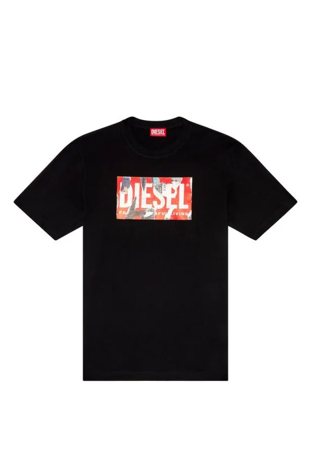 Diesel Tjustl13 Black Men TShirts and Polos