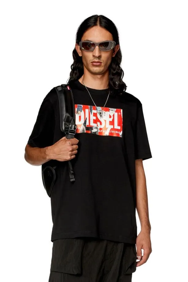Diesel Tjustl13 Black Men TShirts and Polos