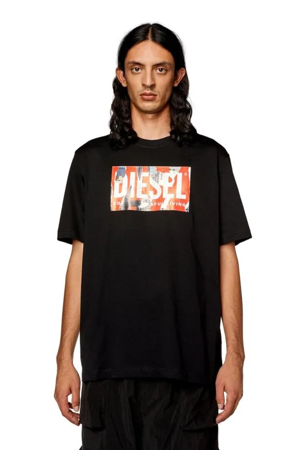 Diesel Tjustl13 Black Men TShirts and Polos