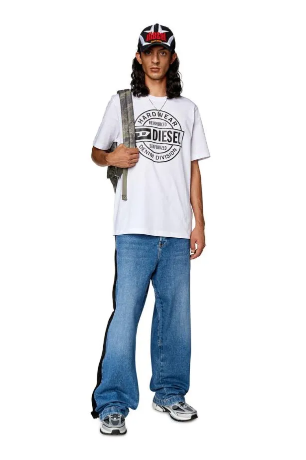 Diesel Tjustl21 White Men TShirts and Polos
