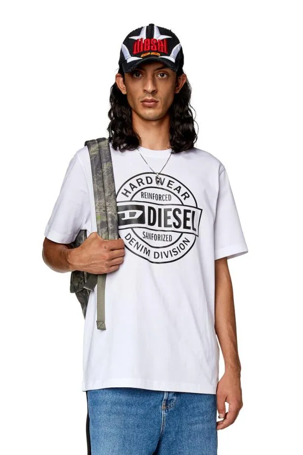Diesel Tjustl21 White Men TShirts and Polos