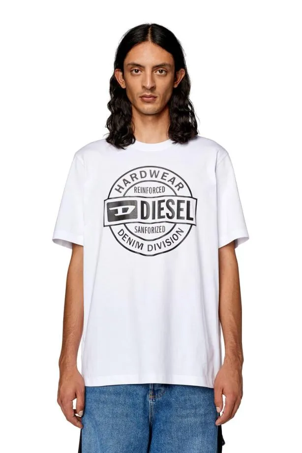 Diesel Tjustl21 White Men TShirts and Polos
